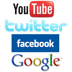 YouTube, Twitter, Facebook and Google