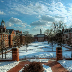 Snow-covered quad